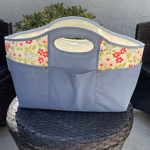 Laura Ashley Handbags - LAURA ASHLEY Blue Floral Gardening Market Tote